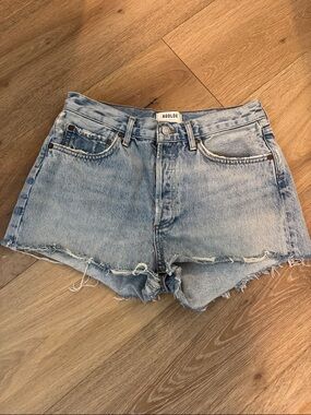 Agolde Light Blue Distressed Cutoff Denim Shorts